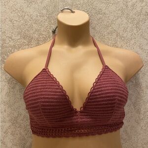 Shade & Shore Mauve Crochet Bikini Top